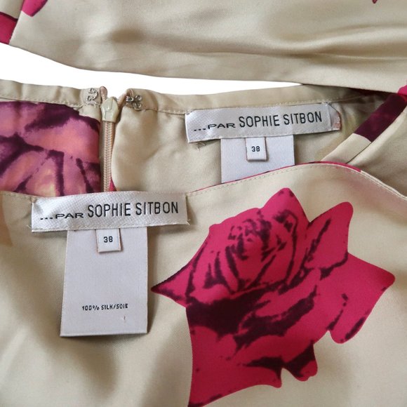 SOPHIE SITBON Floral print silk 2pc Halter dress F 38 US 6 S - Picture 10 of 10